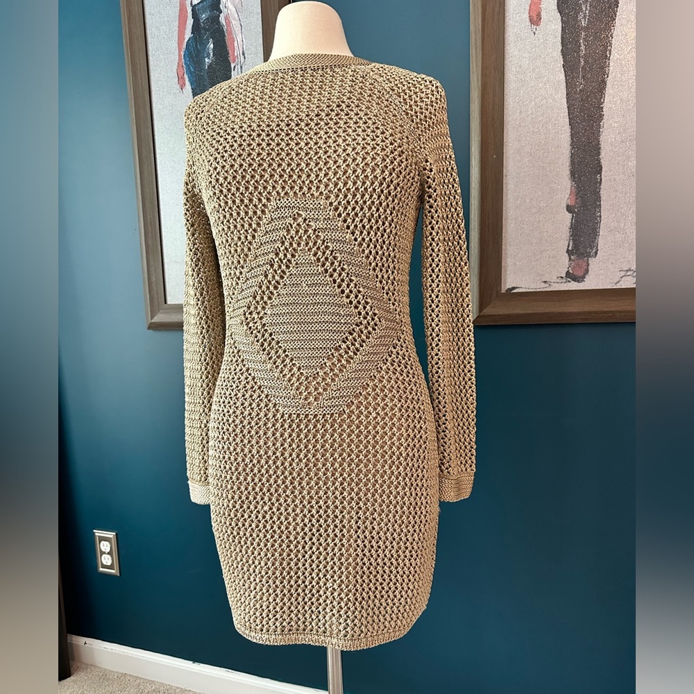 NY&Co Knit Pattern Gold Midi Dress